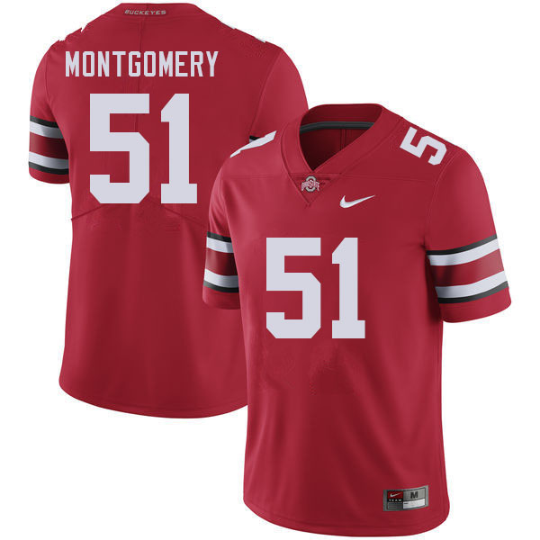 Ohio State Buckeyes Luke Montgomery Men's #51 Red Authentic Stitched College Football Jersey